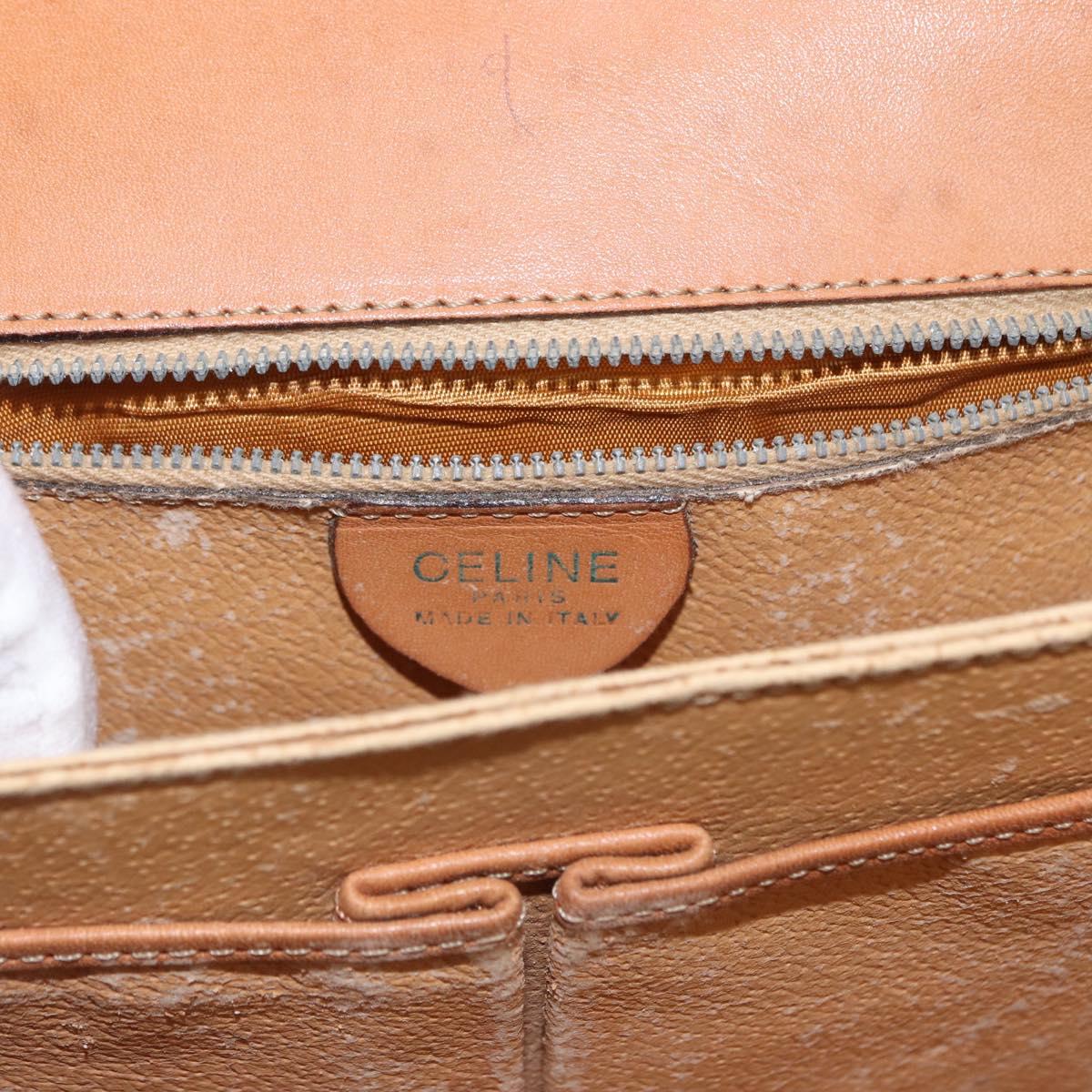 CELINE Macadam Canvas Shoulder Bag PVC Leather Brown Gold Auth 155288