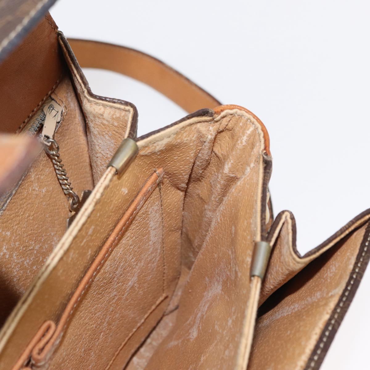 CELINE Macadam Canvas Shoulder Bag PVC Leather Brown Gold Auth 155288