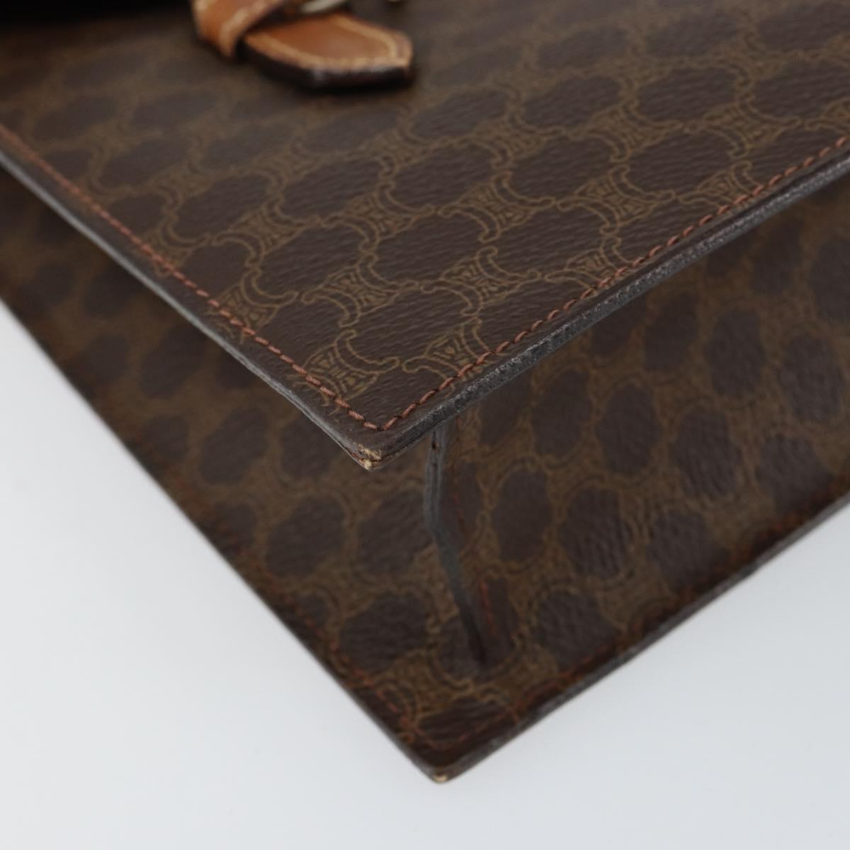 CELINE Macadam Canvas Shoulder Bag PVC Leather Brown Gold Auth 155289