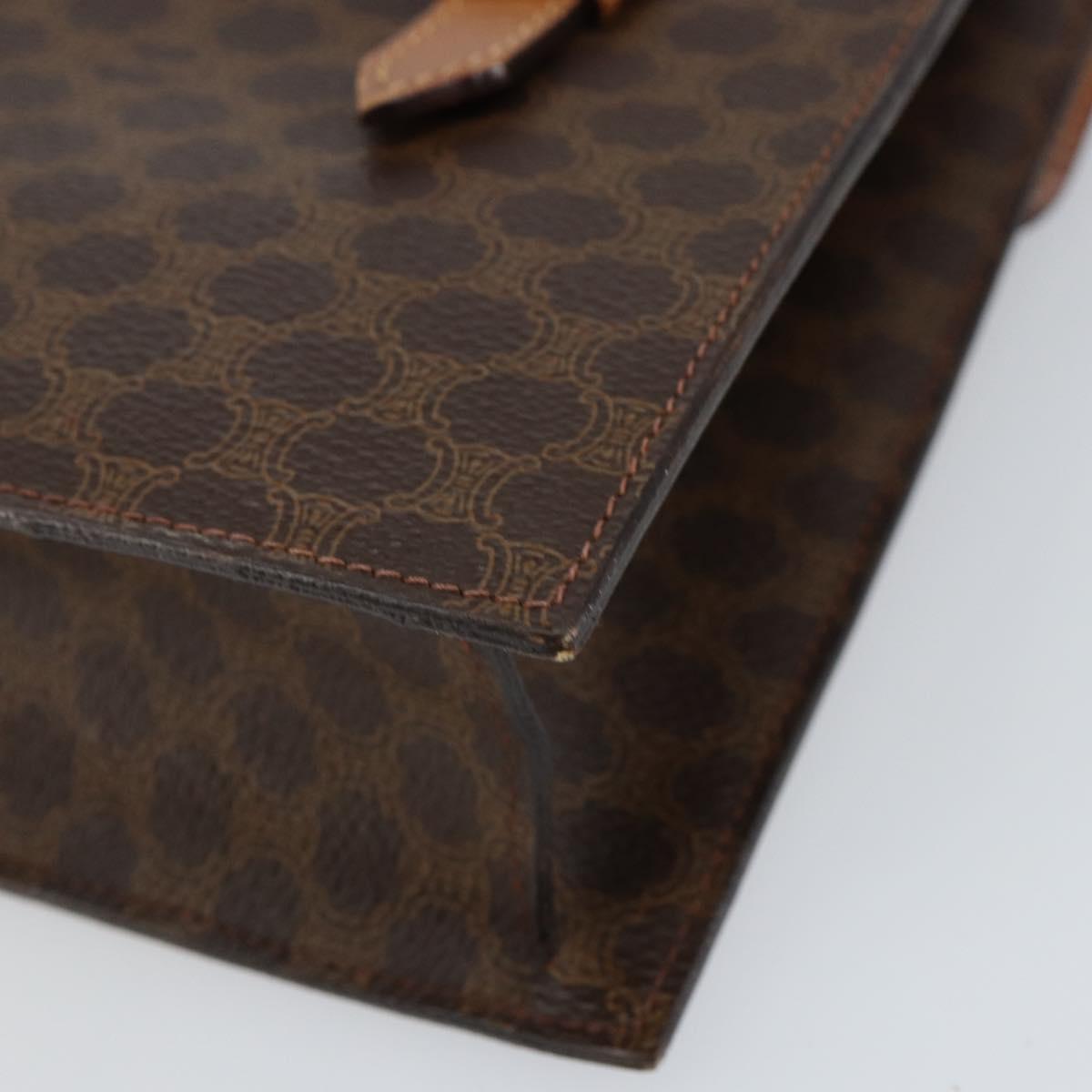 CELINE Macadam Canvas Shoulder Bag PVC Leather Brown Gold Auth 155289