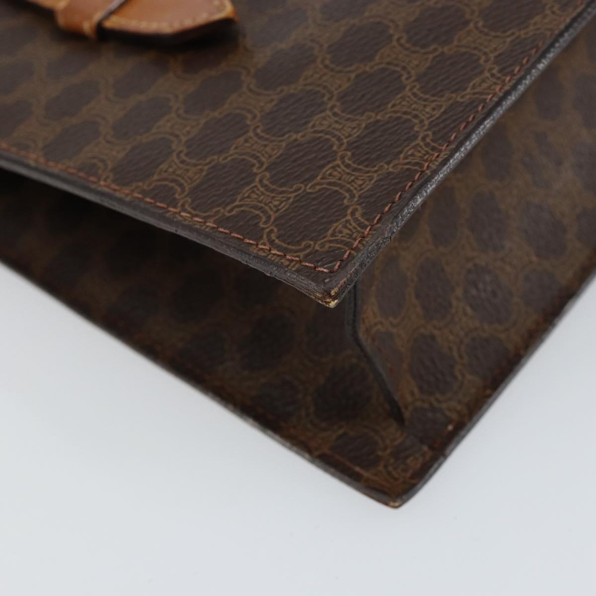 CELINE Macadam Canvas Shoulder Bag PVC Leather Brown Gold Auth 155289