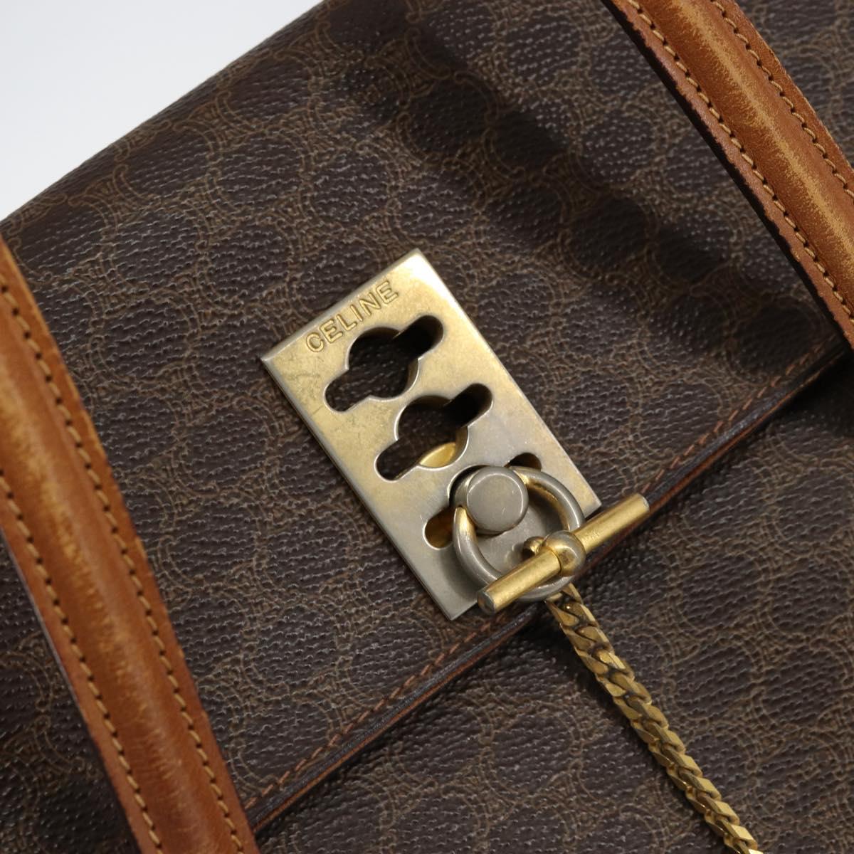 CELINE Macadam Canvas Shoulder Bag PVC Leather Brown Gold Auth 155289