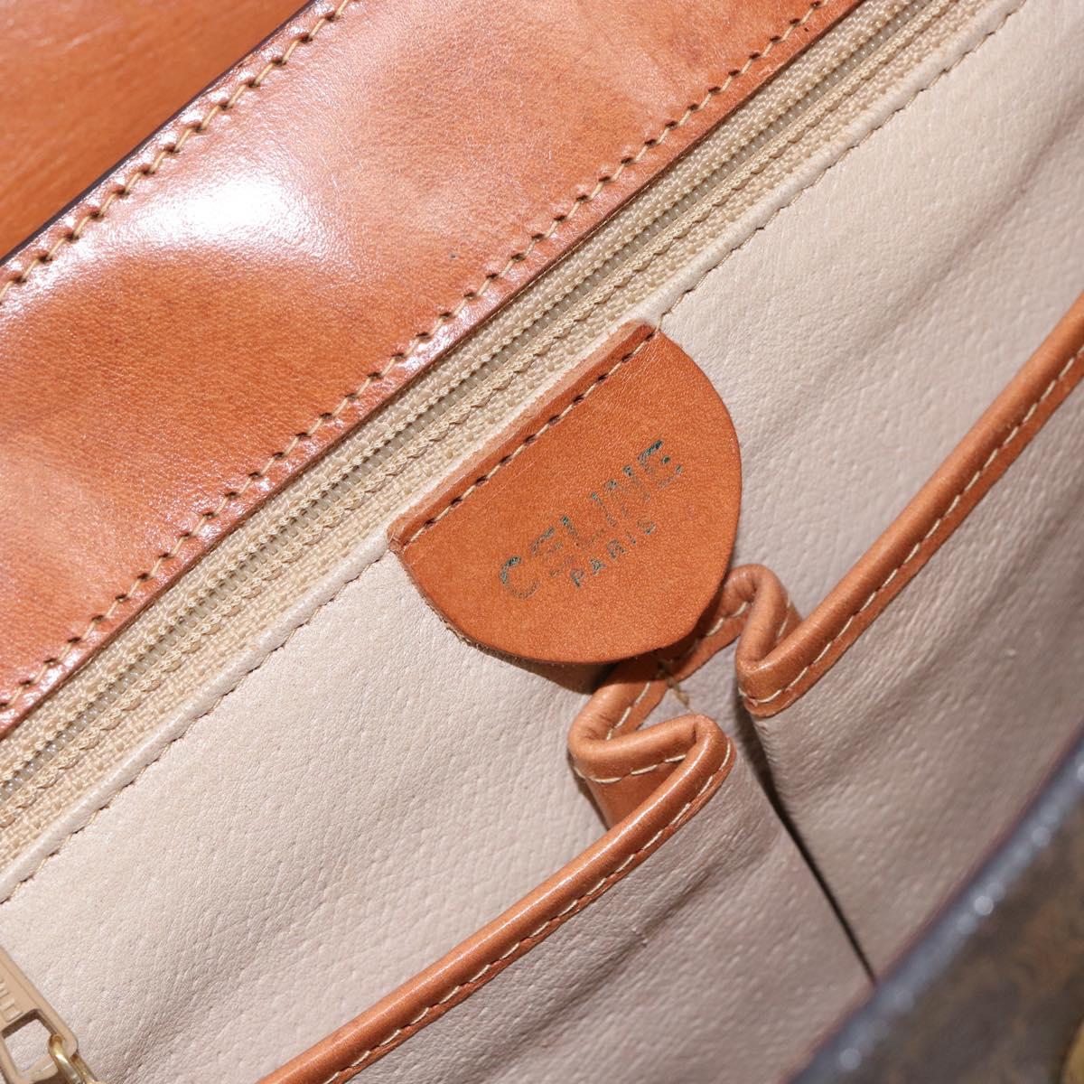 CELINE Macadam Canvas Shoulder Bag PVC Leather Brown Gold Auth 155289