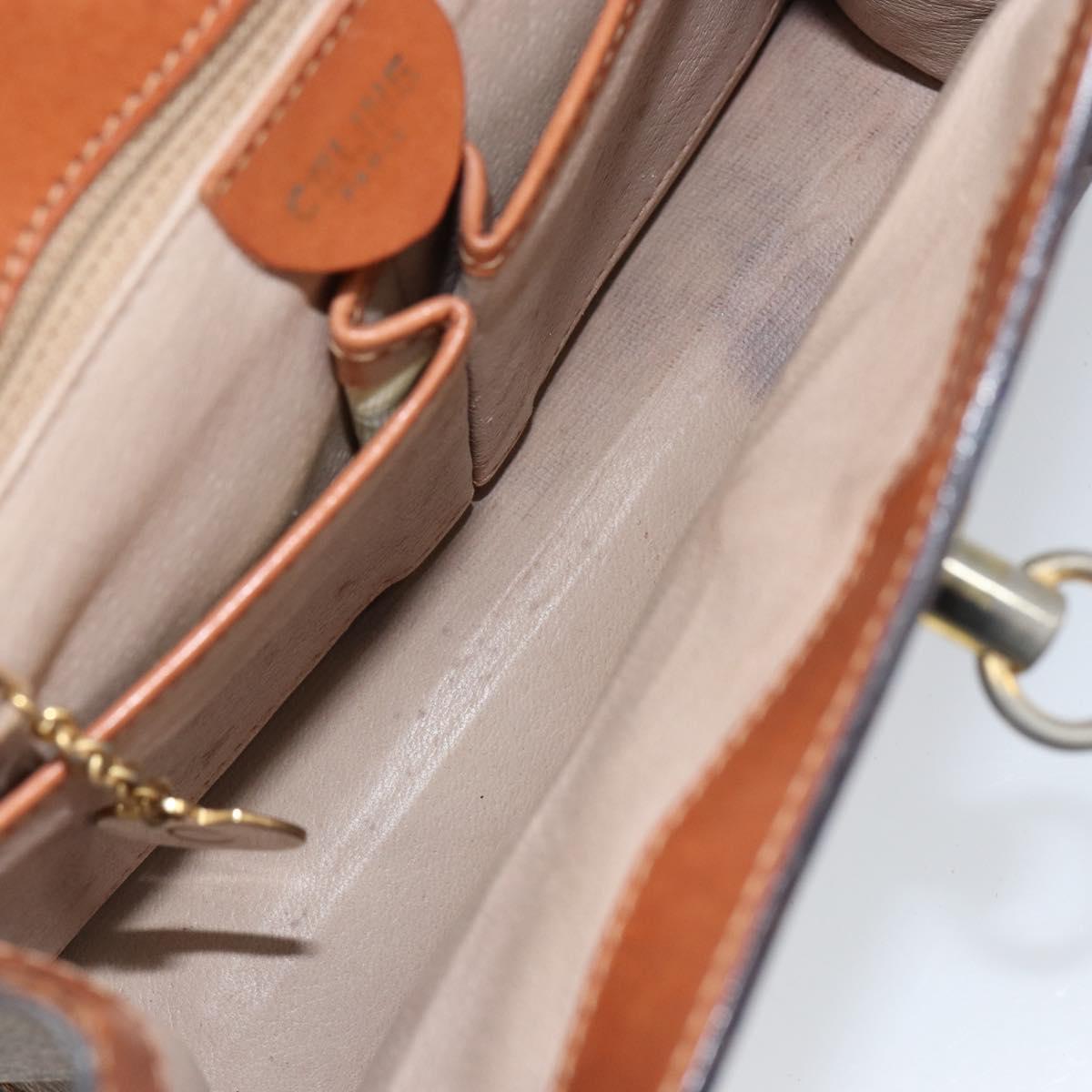 CELINE Macadam Canvas Shoulder Bag PVC Leather Brown Gold Auth 155289