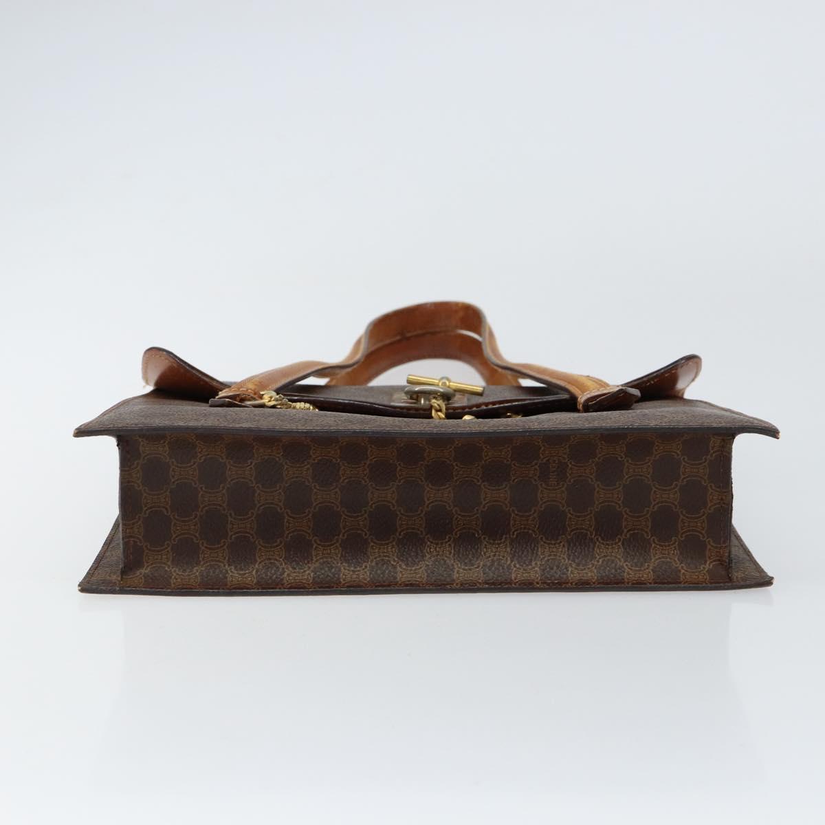 CELINE Macadam Canvas Shoulder Bag PVC Leather Brown Gold Auth 155289