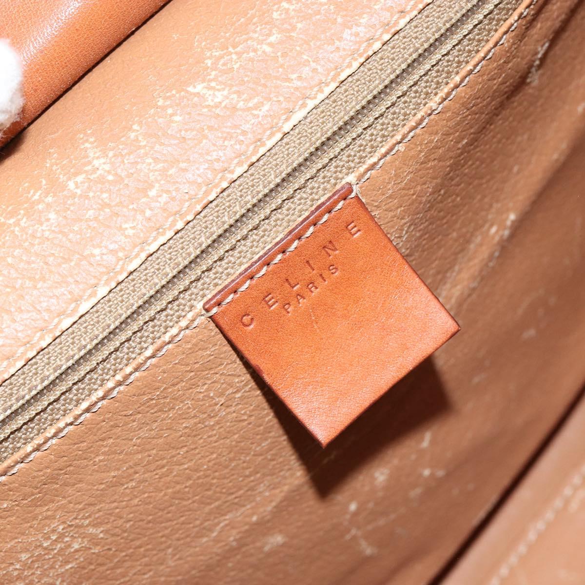 CELINE Macadam Canvas Hand Bag PVC Leather Brown Gold Auth 155290