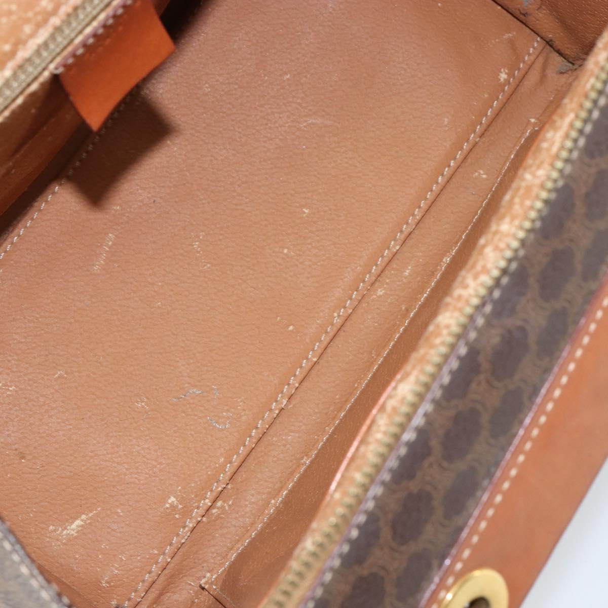 CELINE Macadam Canvas Hand Bag PVC Leather Brown Gold Auth 155290