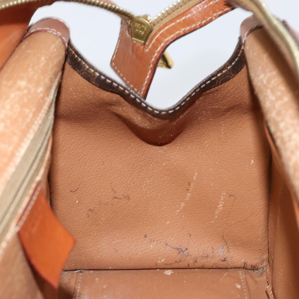 CELINE Macadam Canvas Hand Bag PVC Leather Brown Gold Auth 155290