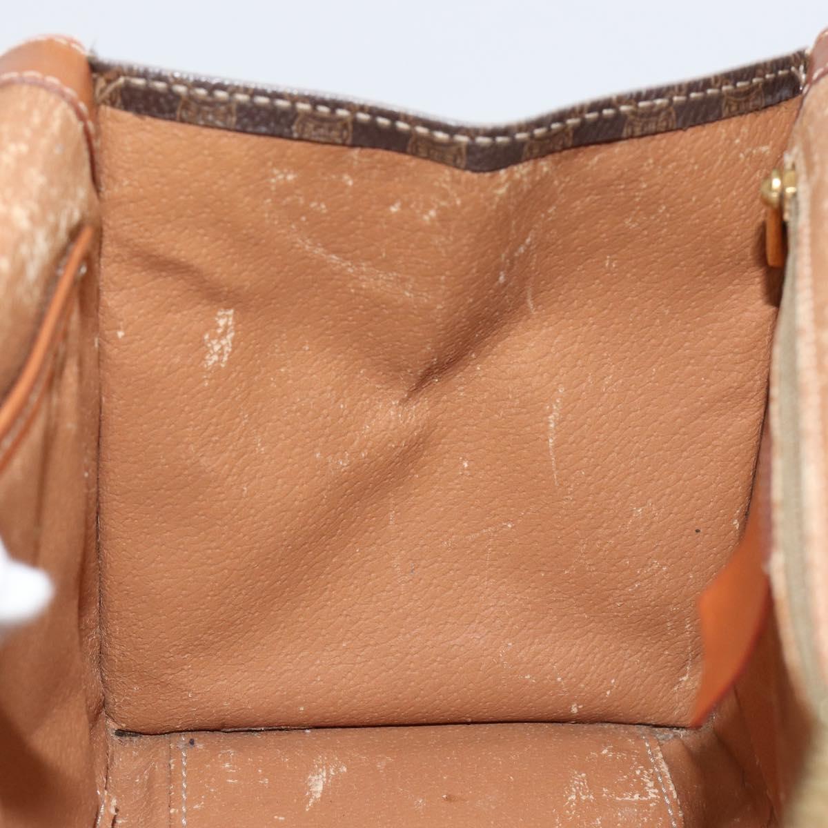 CELINE Macadam Canvas Hand Bag PVC Leather Brown Gold Auth 155290