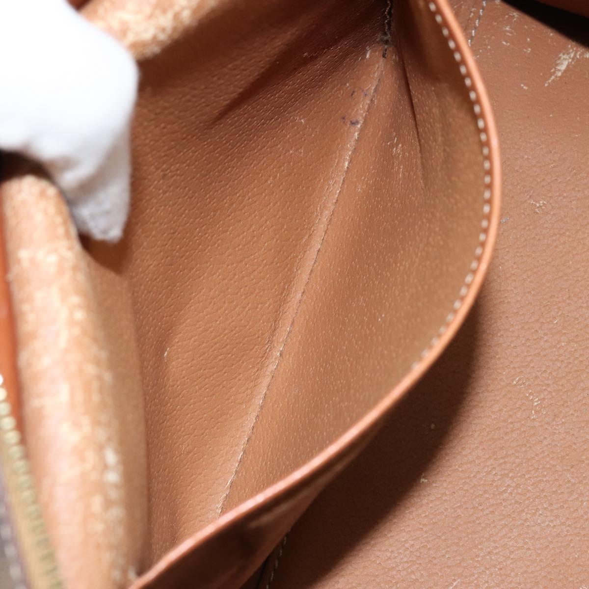 CELINE Macadam Canvas Hand Bag PVC Leather Brown Gold Auth 155290