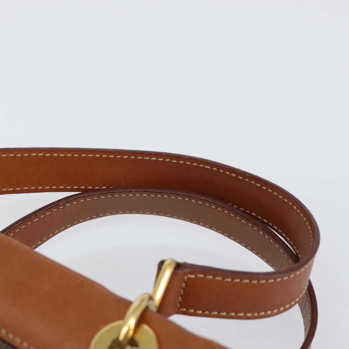 CELINE Macadam Canvas Hand Bag PVC Leather Brown Gold Auth 155290