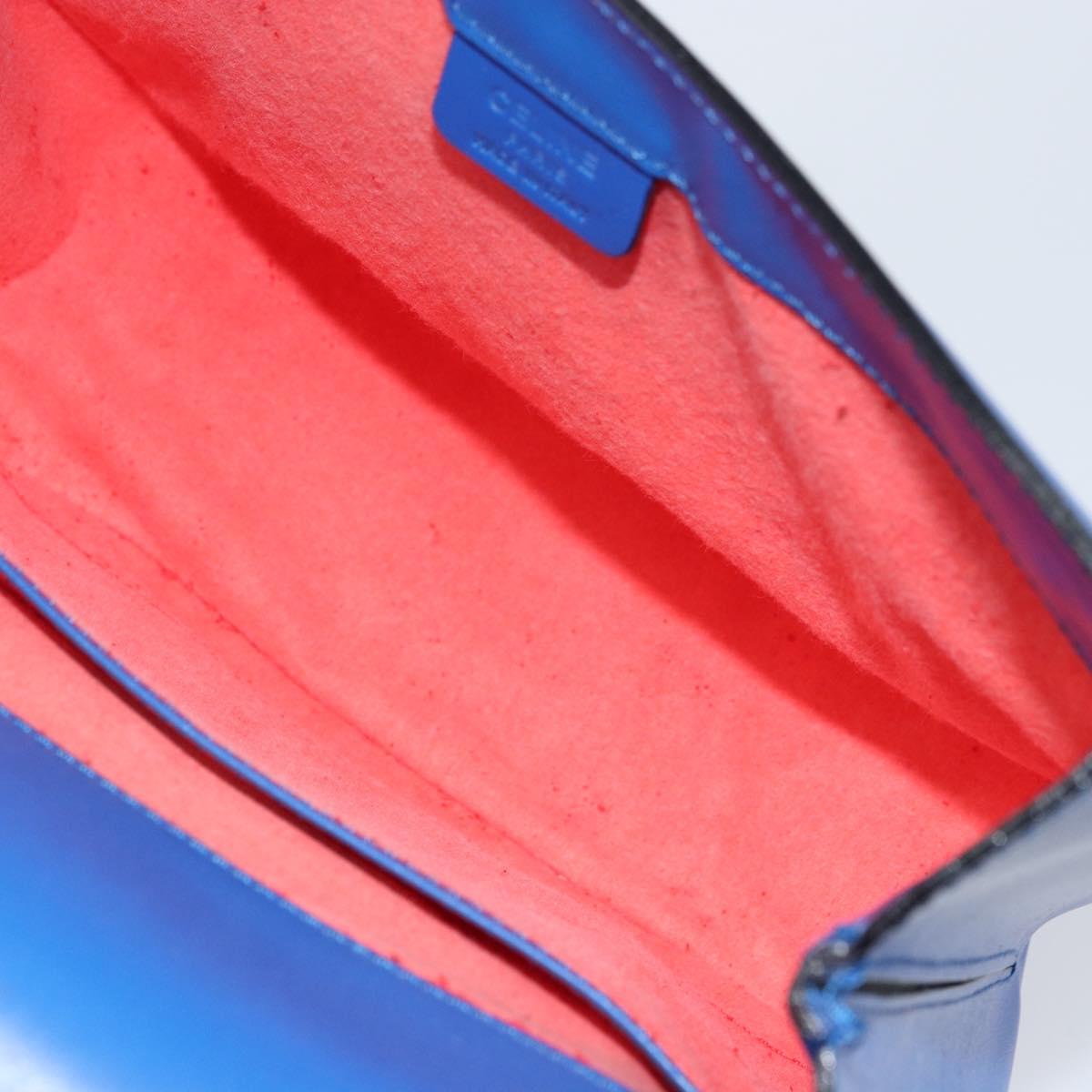 CELINE Shoulder Bag Leather Blue Gold Auth 155291