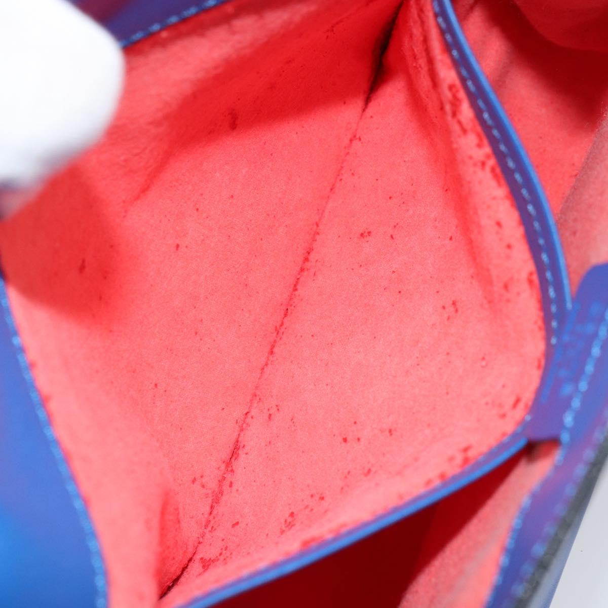 CELINE Shoulder Bag Leather Blue Gold Auth 155291