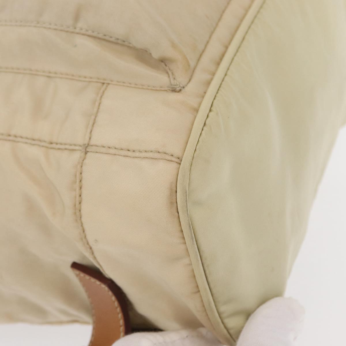 PRADA Backpack Nylon Beige Silver Auth 155293