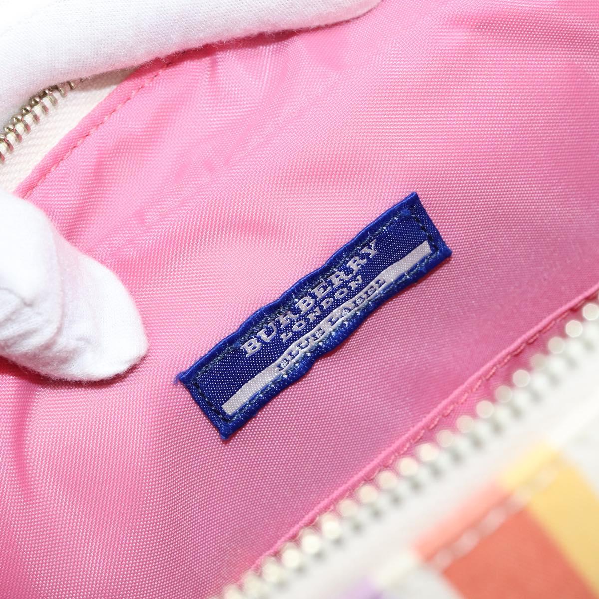 BURBERRY Blue Label Hand Bag Canvas Multicolor Silver Auth 155294