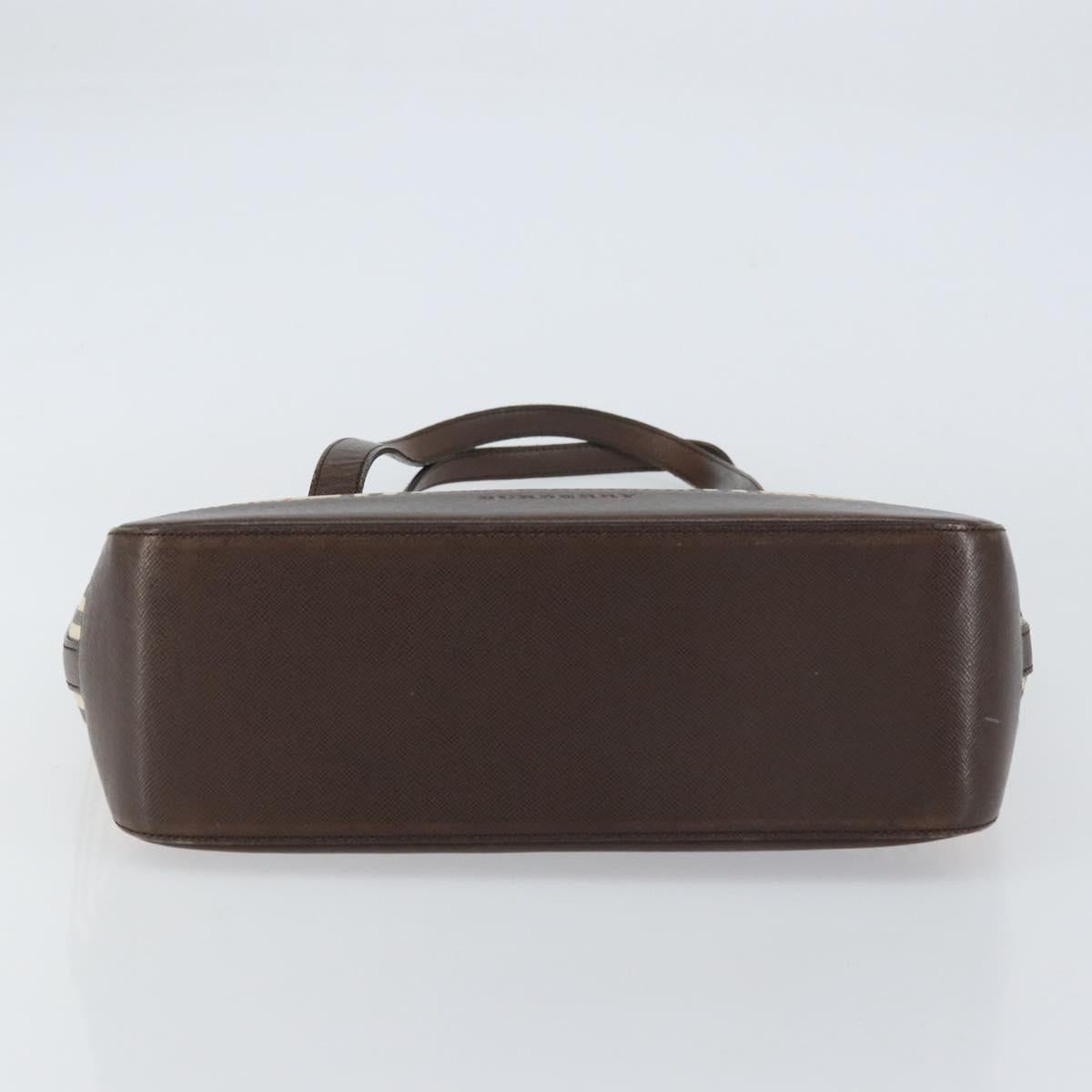 BURBERRY Nova Check Tote Bag Canvas Beige Gold Auth 155295