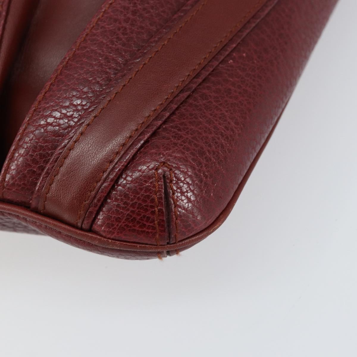 CARTIER Shoulder Bag Leather Bordeaux Gold Auth 155296
