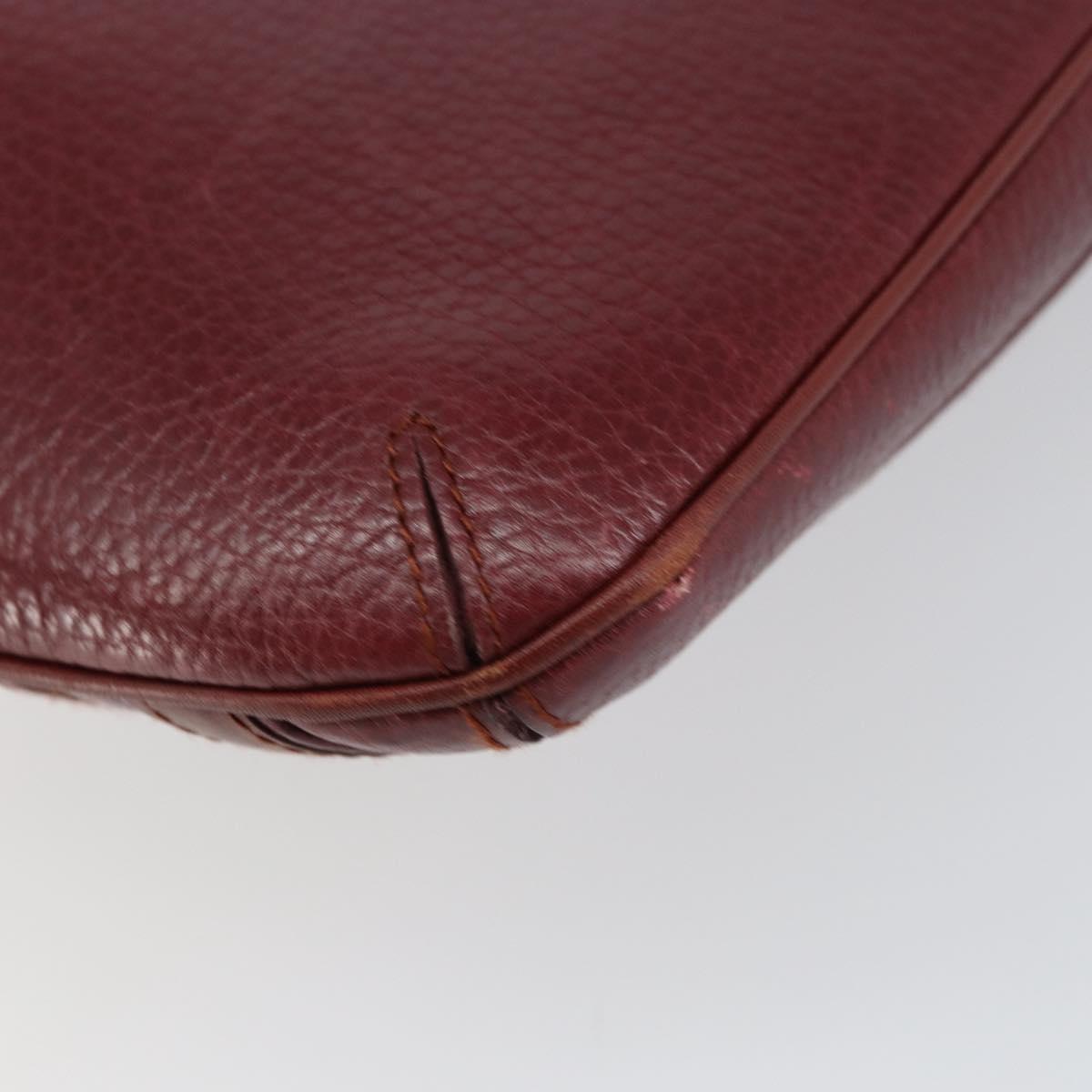 CARTIER Shoulder Bag Leather Bordeaux Gold Auth 155296