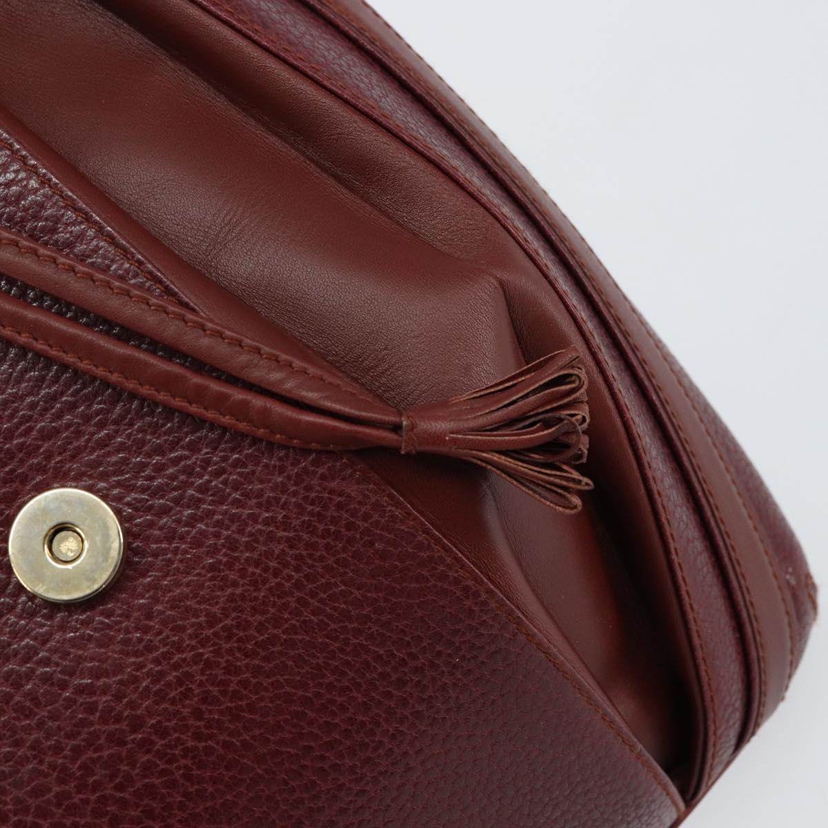 CARTIER Shoulder Bag Leather Bordeaux Gold Auth 155296