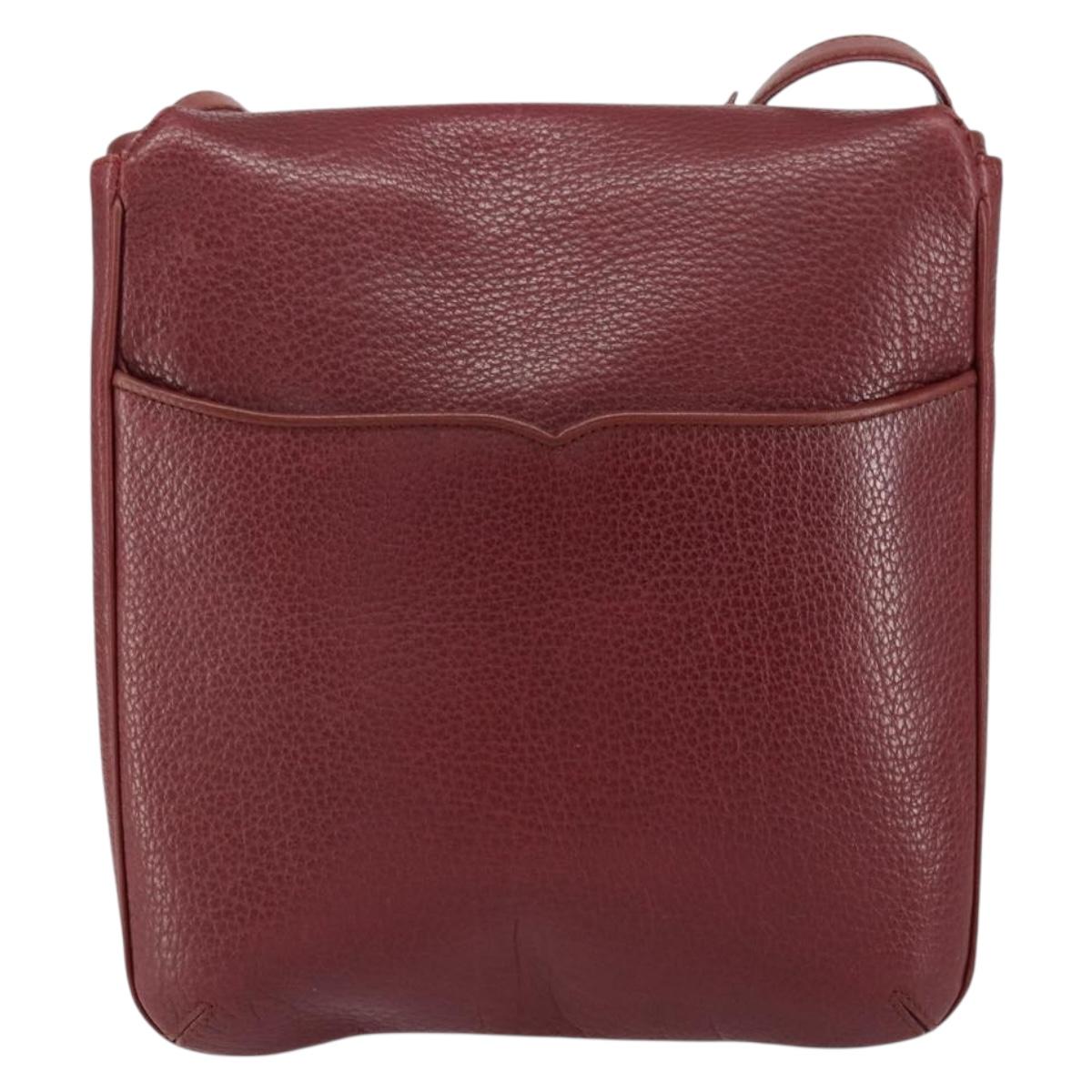 CARTIER Shoulder Bag Leather Bordeaux Gold Auth 155296