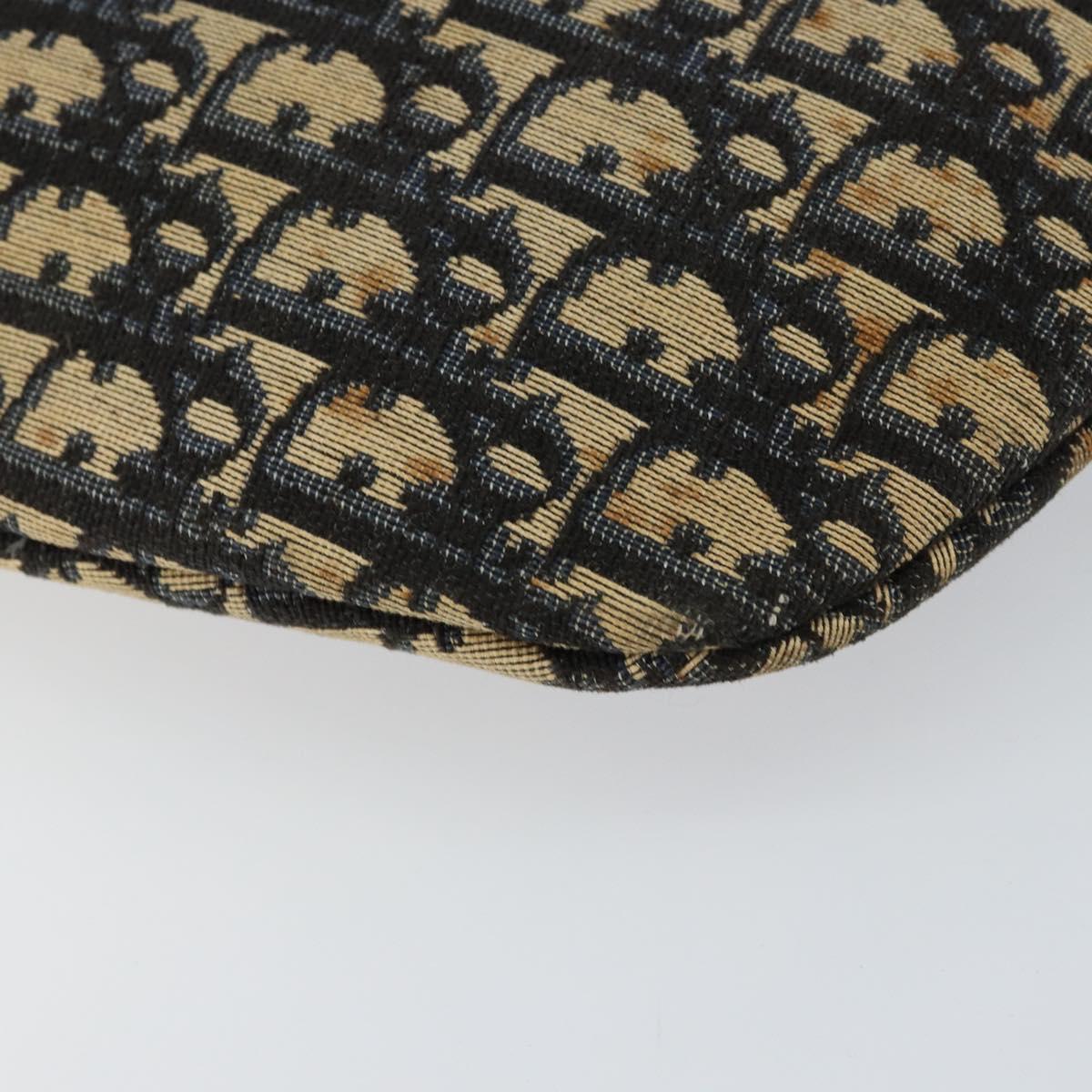 Christian Dior Trotter Canvas Shoulder Bag Navy Gold Auth 155297