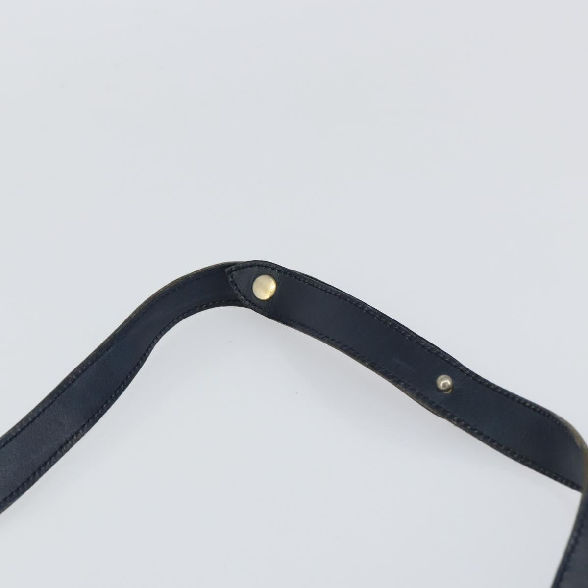 Christian Dior Trotter Canvas Shoulder Bag Navy Gold Auth 155297