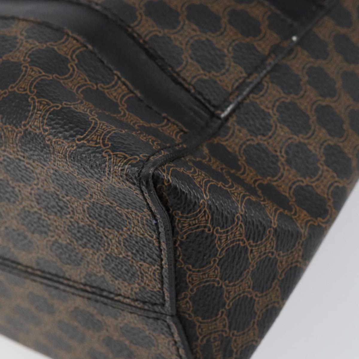 CELINE Macadam Canvas Hand Bag PVC Gold Black Auth 155300