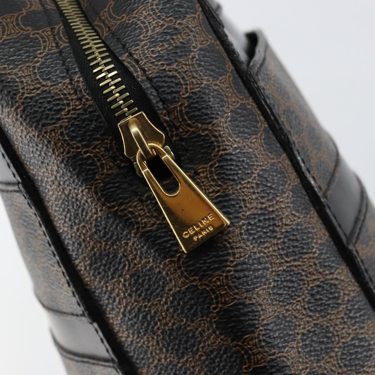 CELINE Macadam Canvas Hand Bag PVC Gold Black Auth 155300