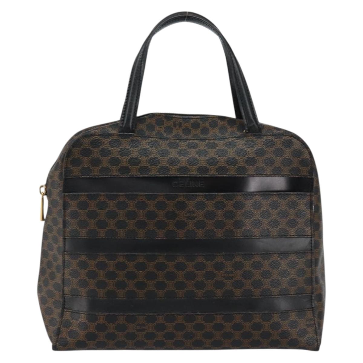 CELINE Macadam Canvas Hand Bag PVC Gold Black Auth 155300