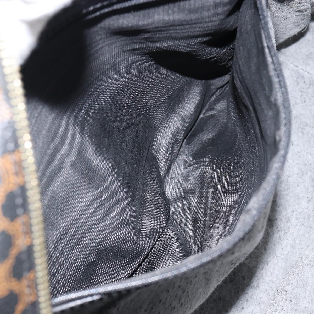 CELINE Macadam Canvas Hand Bag PVC Gold Black Auth 155300