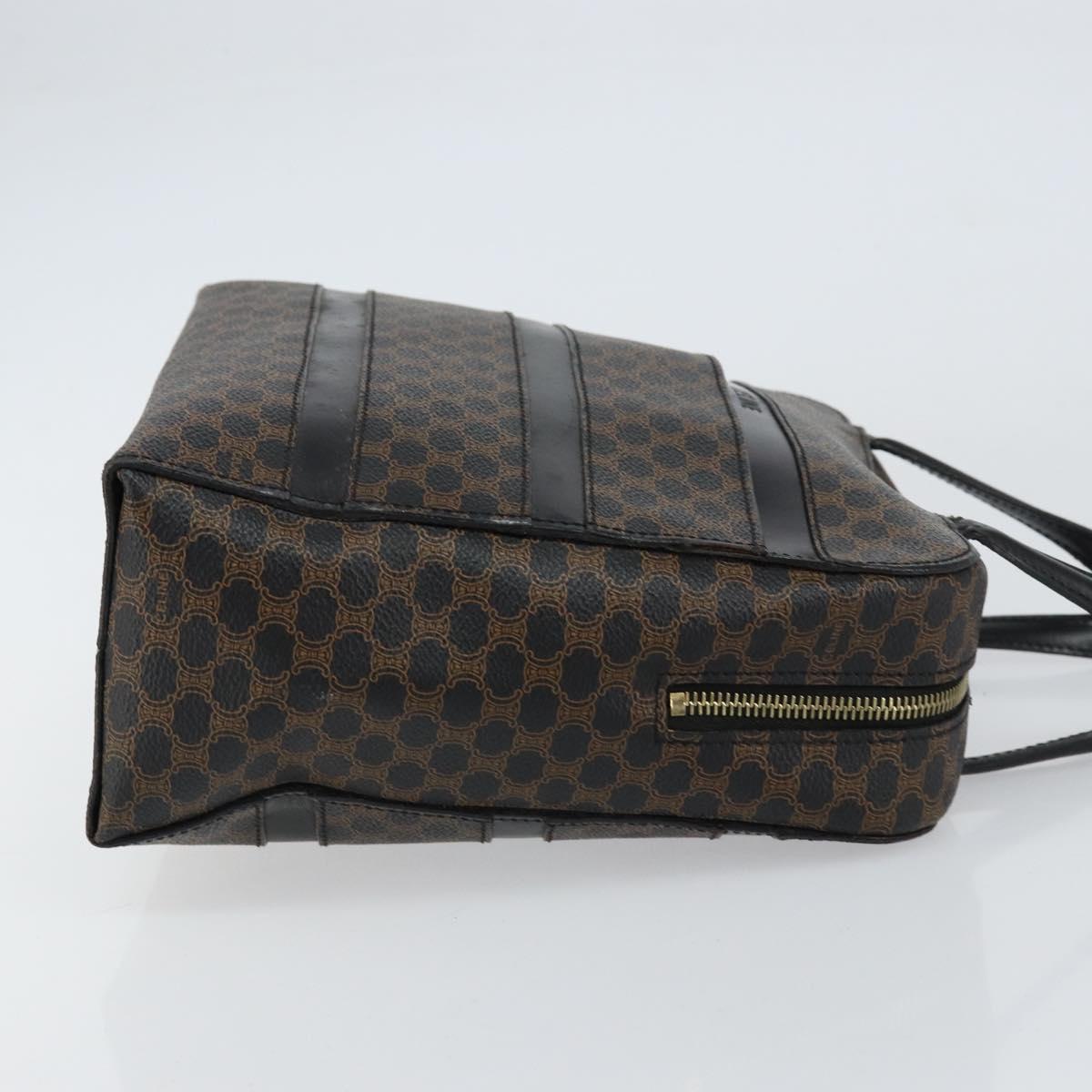 CELINE Macadam Canvas Hand Bag PVC Gold Black Auth 155300