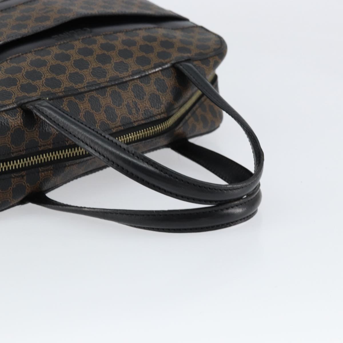 CELINE Macadam Canvas Hand Bag PVC Gold Black Auth 155300