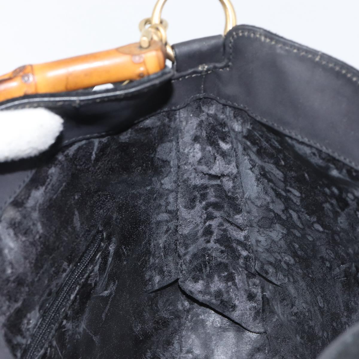 GUCCI Bamboo Hand Bag Suede 2way Black Gold 001 2404 1638 Auth 155302