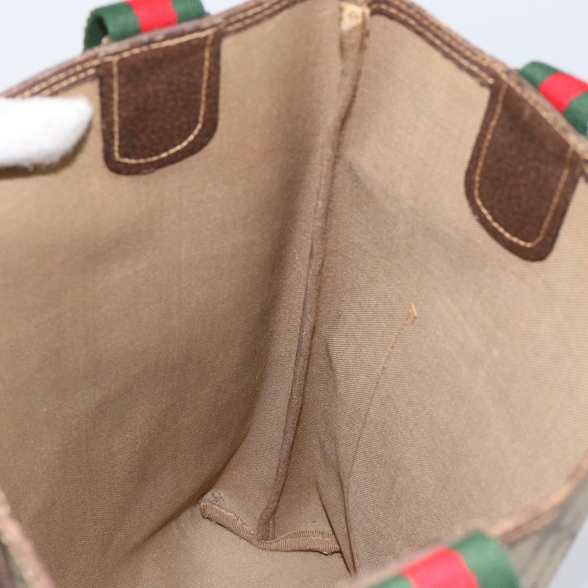 GUCCI GG Supreme Web Sherry Line Tote Bag PVC Beige Red 40 02 003 Auth 155303