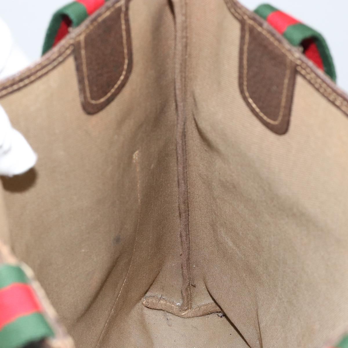 GUCCI GG Supreme Web Sherry Line Tote Bag PVC Beige Red 40 02 003 Auth 155303