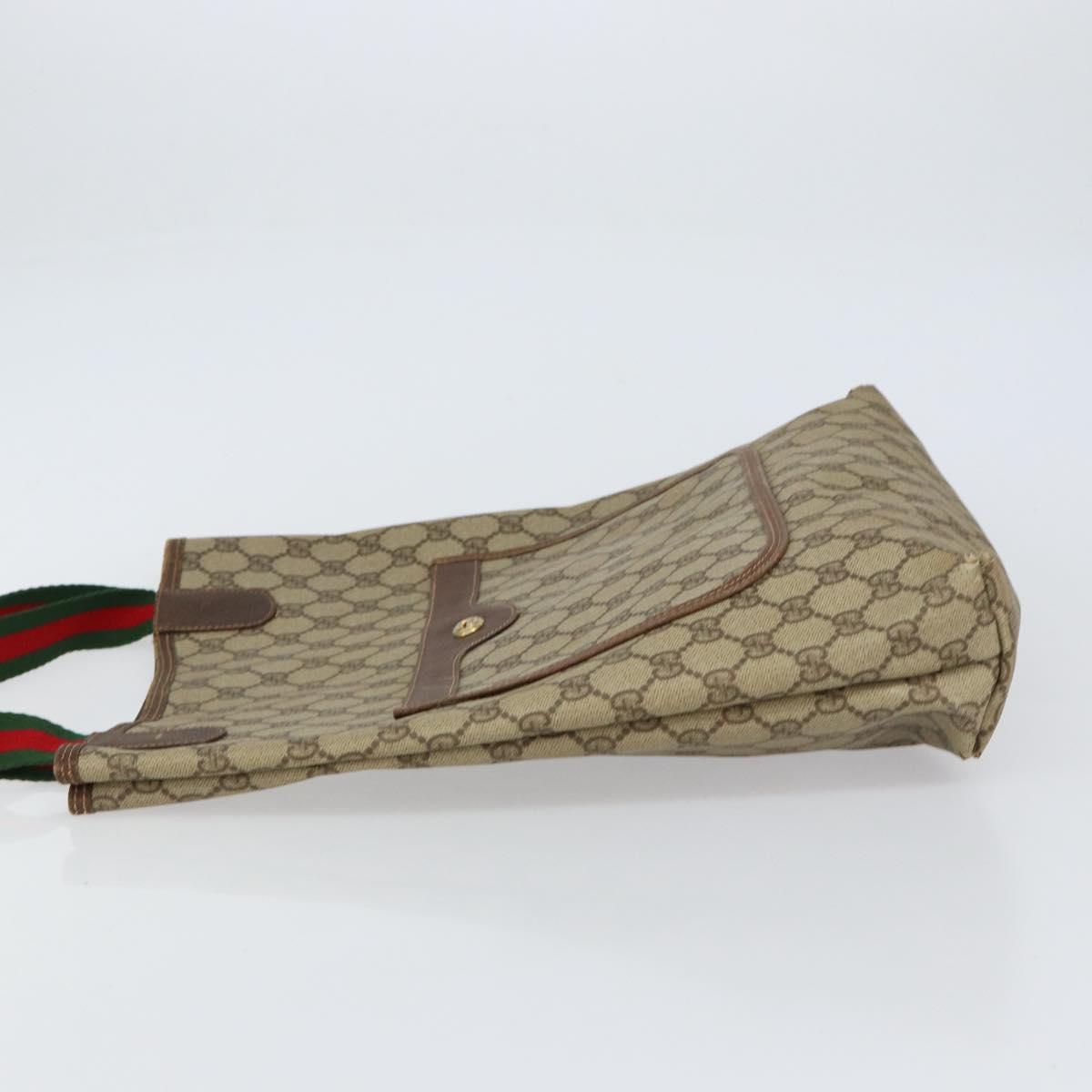 GUCCI GG Supreme Web Sherry Line Tote Bag PVC Beige Red 40 02 003 Auth 155303