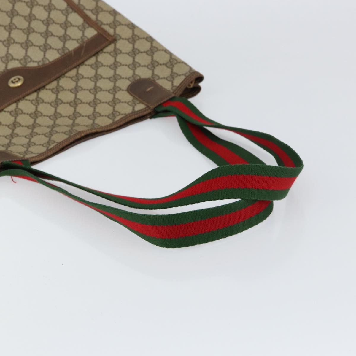 GUCCI GG Supreme Web Sherry Line Tote Bag PVC Beige Red 40 02 003 Auth 155303