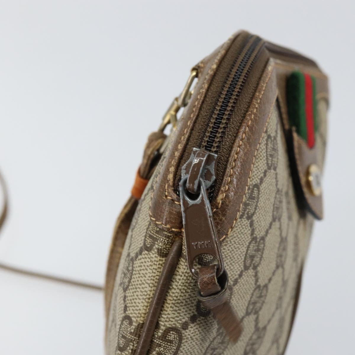 GUCCI GG Supreme Web Sherry Line Bag PVC Beige Gold 904 02 047 Auth 155304