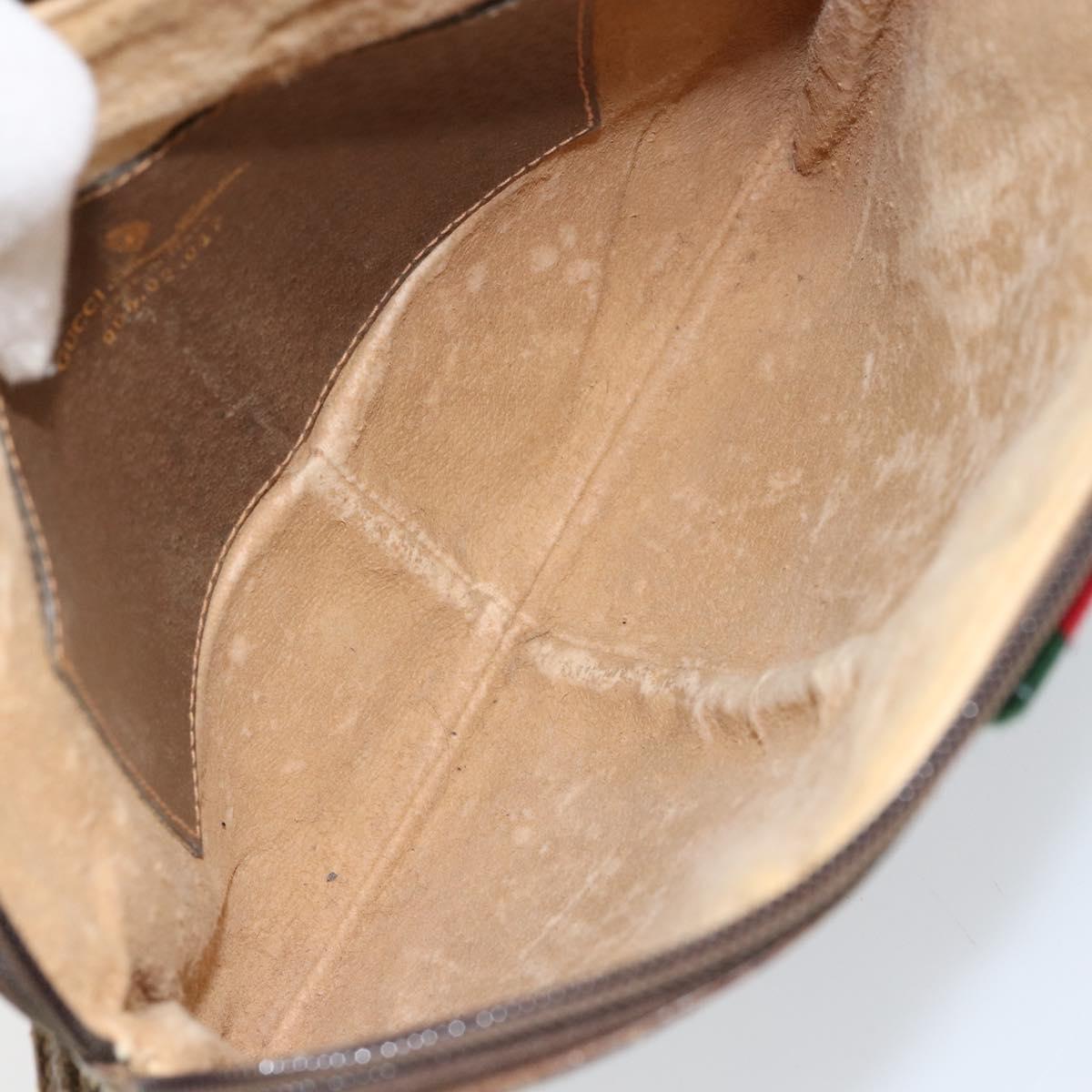 GUCCI GG Supreme Web Sherry Line Bag PVC Beige Gold 904 02 047 Auth 155304