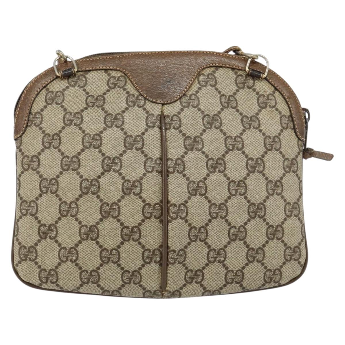 GUCCI GG Supreme Web Sherry Line Bag PVC Beige Gold 904 02 047 Auth 155304