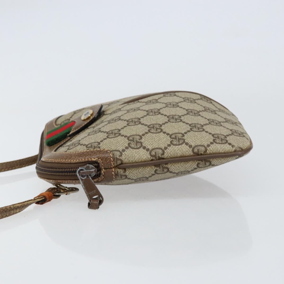 GUCCI GG Supreme Web Sherry Line Bag PVC Beige Gold 904 02 047 Auth 155304