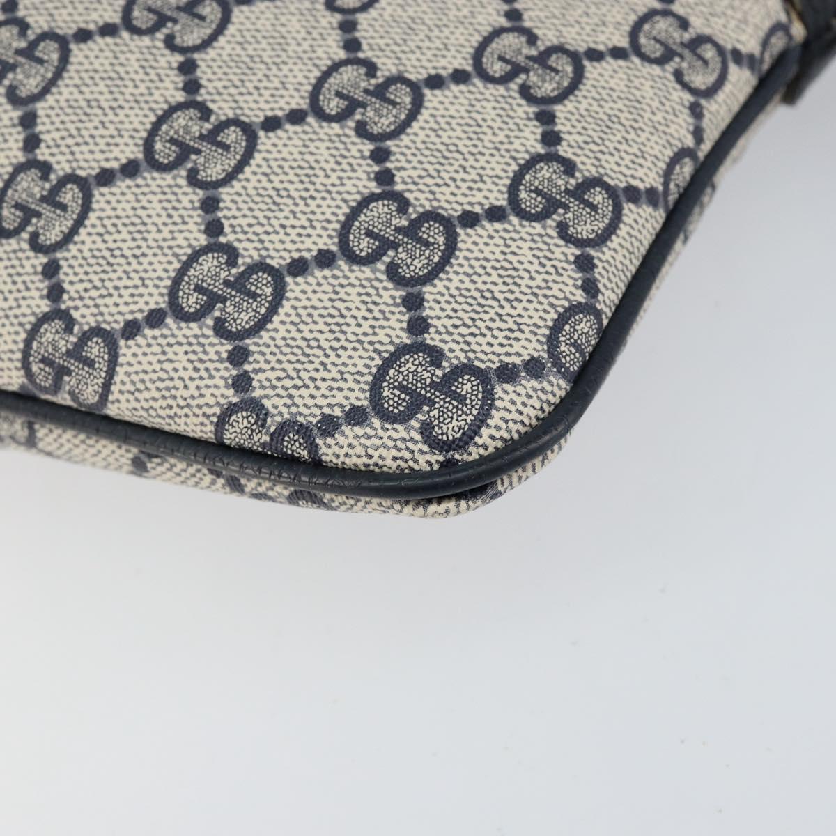 GUCCI GG Supreme Sherry Line Shoulder Bag PVC Navy Gold 904 02 047 Auth 155305