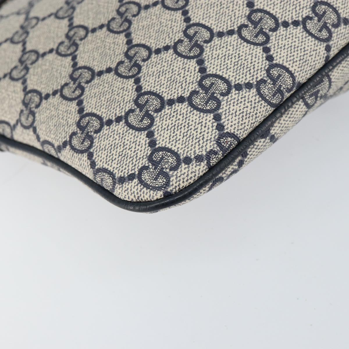 GUCCI GG Supreme Sherry Line Shoulder Bag PVC Navy Gold 904 02 047 Auth 155305