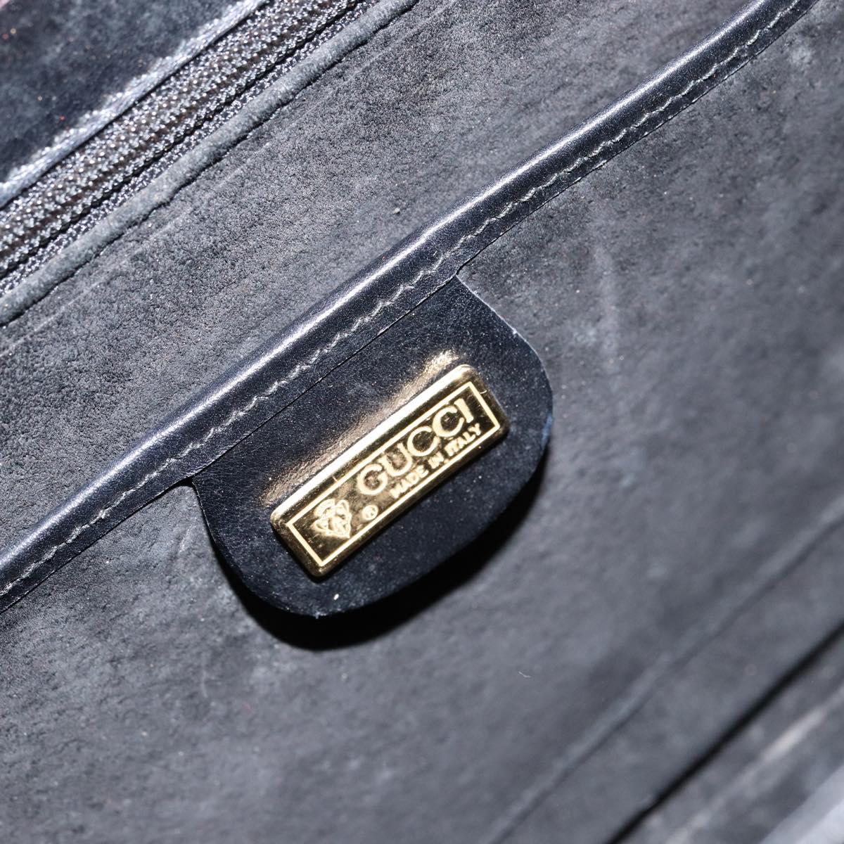 GUCCI Shoulder Bag Leather Black Gold Auth 155306