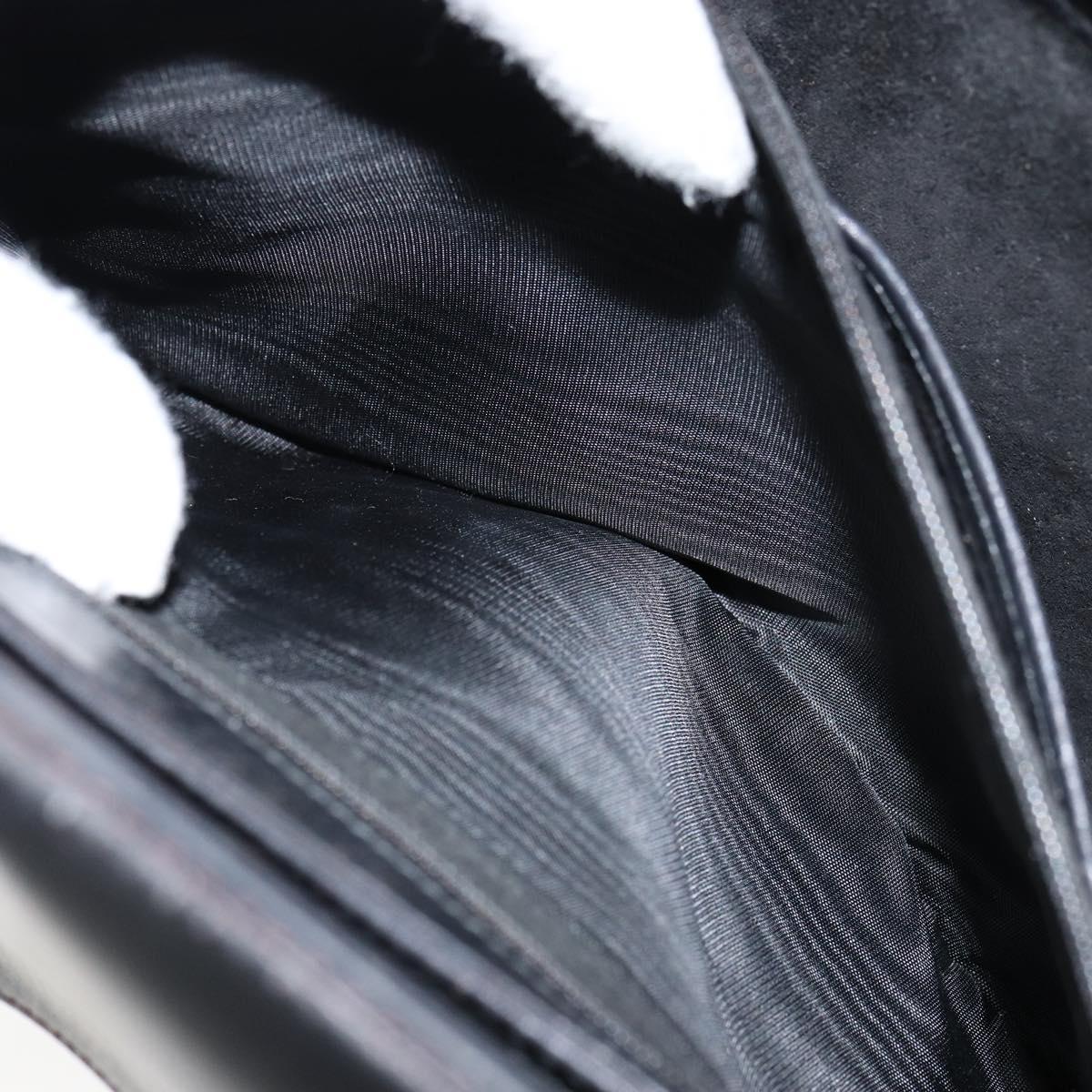 GUCCI Shoulder Bag Leather Black Gold Auth 155306