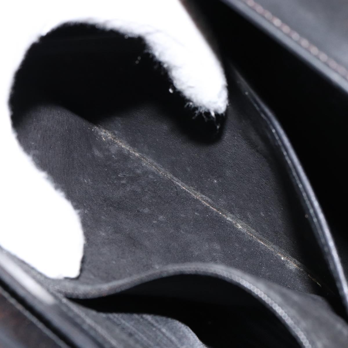 GUCCI Shoulder Bag Leather Black Gold Auth 155306