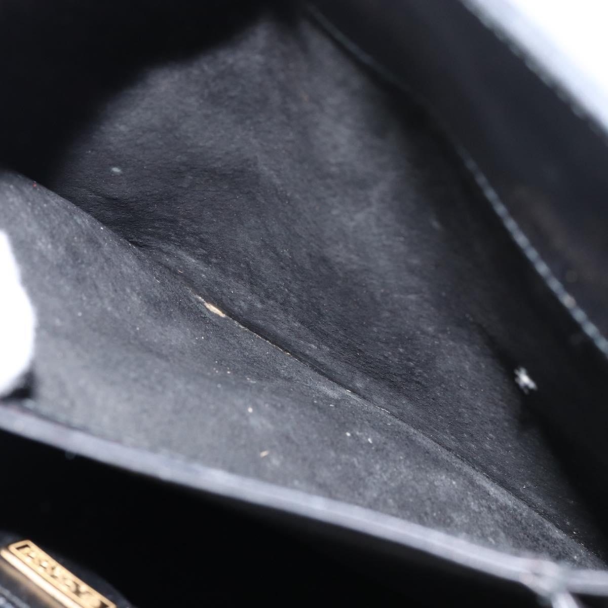 GUCCI Shoulder Bag Leather Black Gold Auth 155306