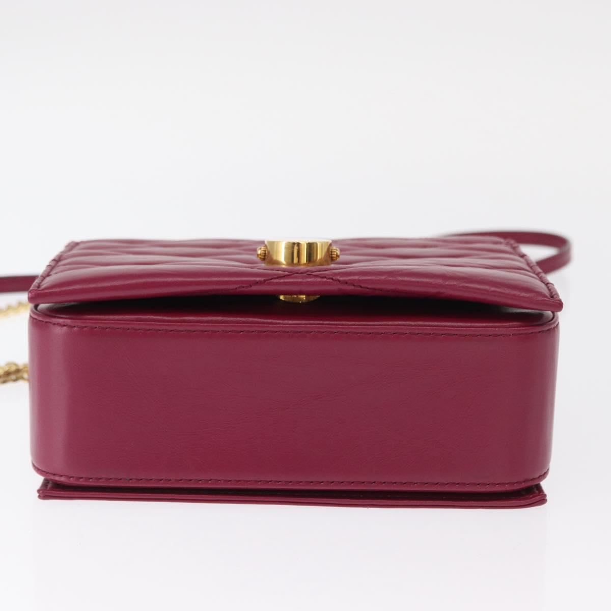 BALLY Chain Shoulder Bag Leather Wine Red Gold Auth 155307