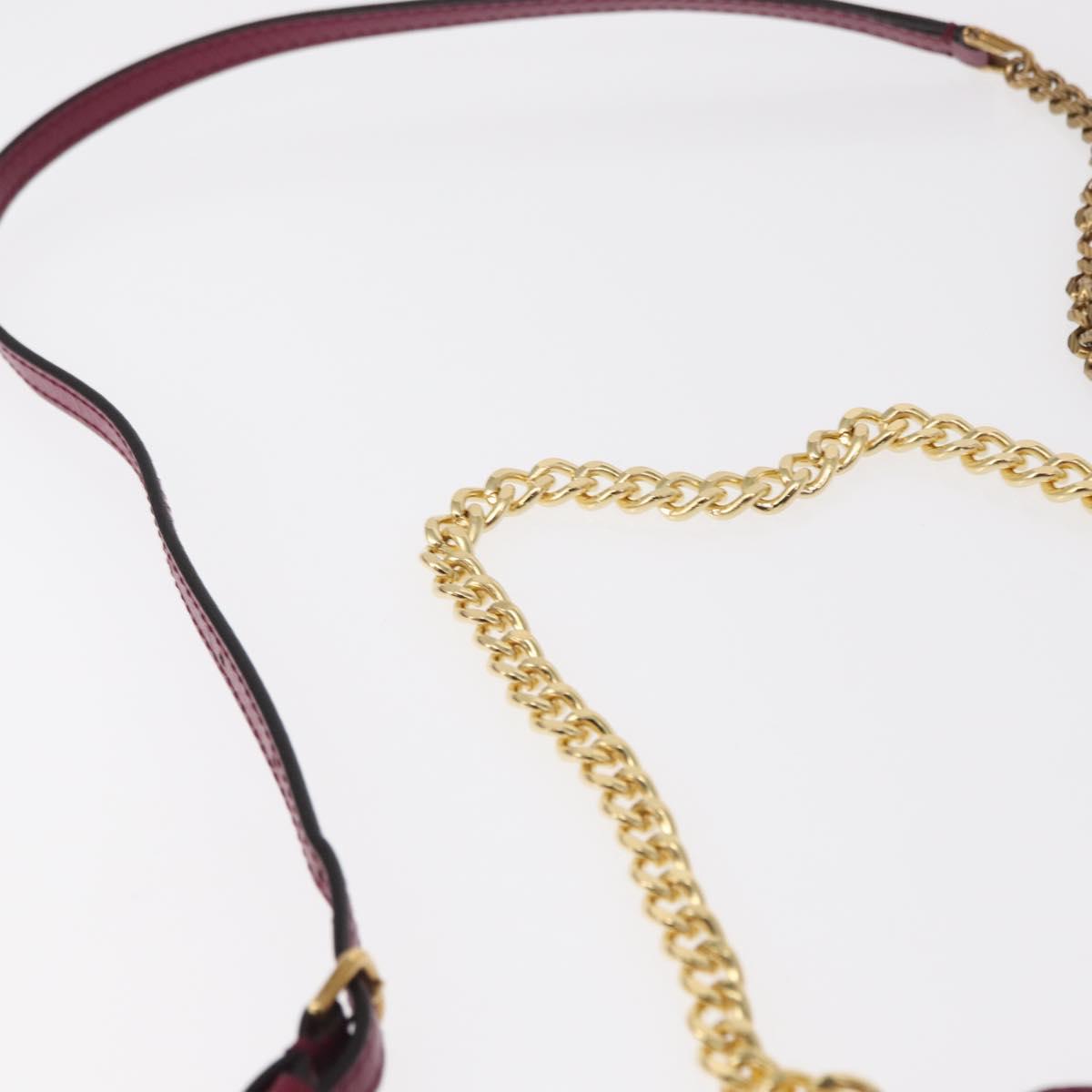 BALLY Chain Shoulder Bag Leather Wine Red Gold Auth 155307