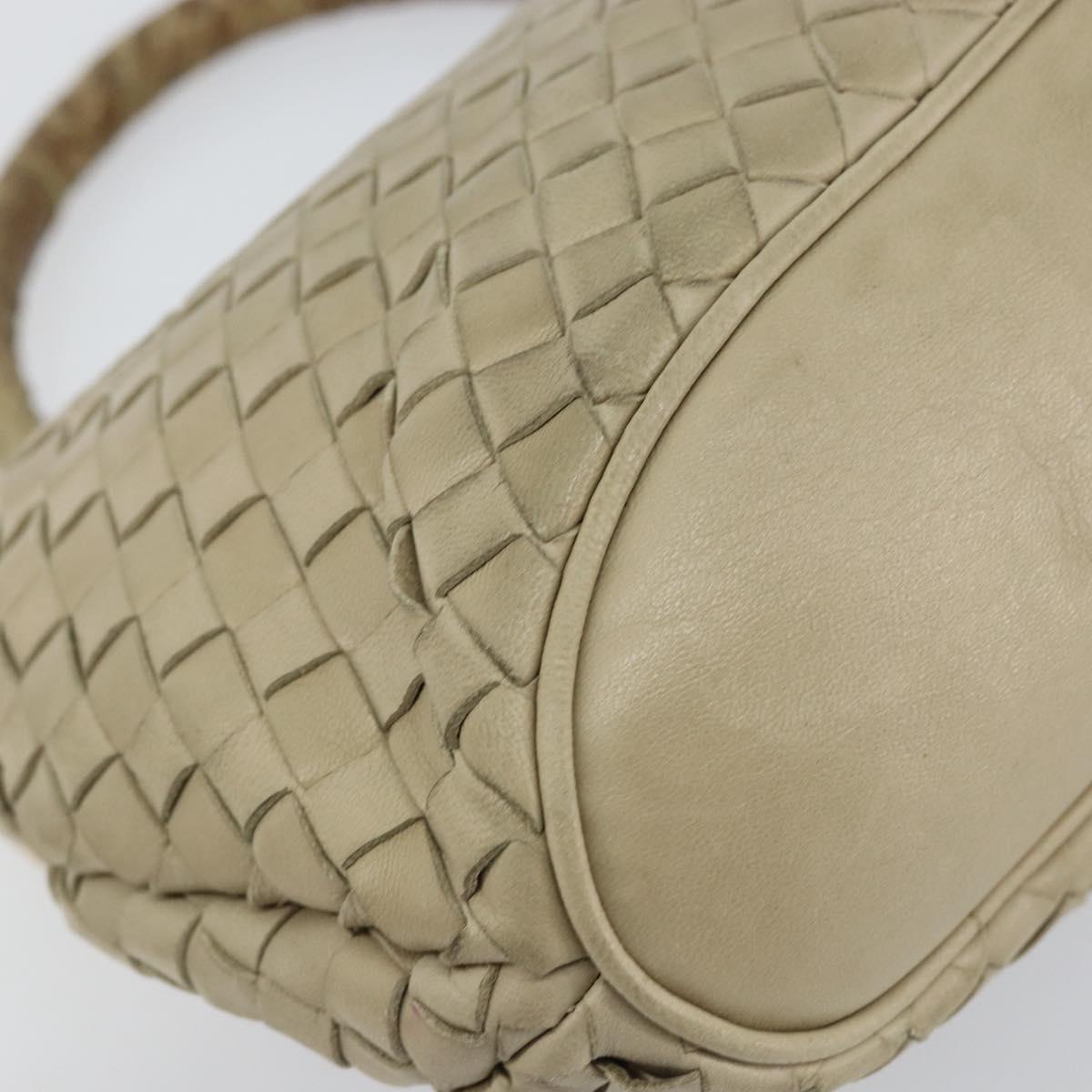 BOTTEGA VENETA INTRECCIATO Hand Bag Leather Beige Gold Auth 155309